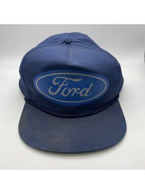Vintage Ford Motor Company Trucker Cap Hat Blue Snap Back